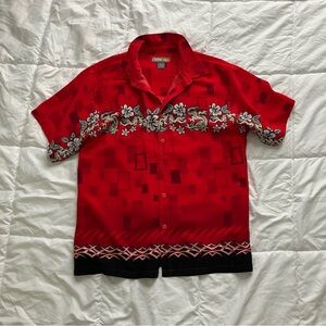 Red Button Floral Down